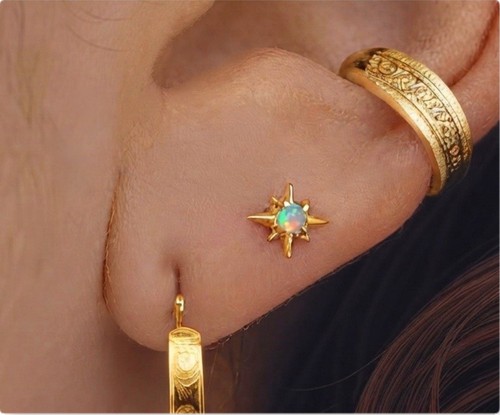 925 silver opal - silver, star