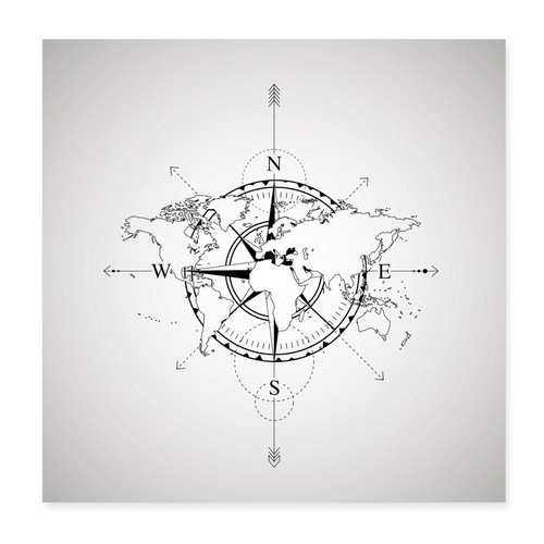 Bussola mappa del mondo - mappa,